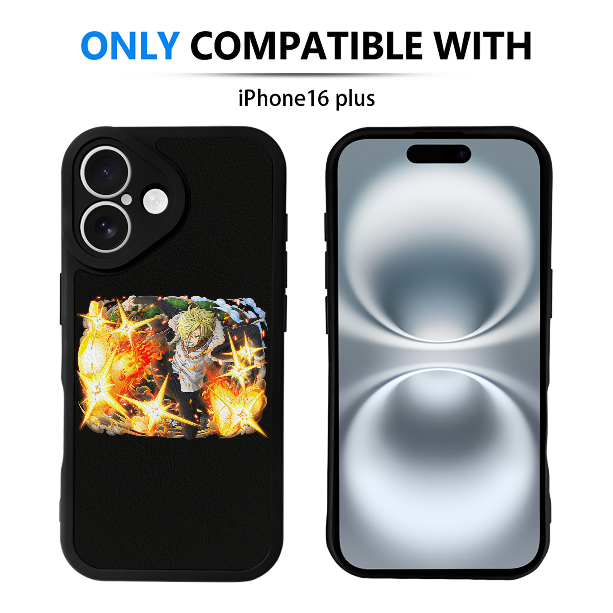 （画像用） ワンピース サンジ ONE PIECE Sanji 【iPhone 16シリーズ対応】シリコンスマホケース（レザー調） 材質：シリコン